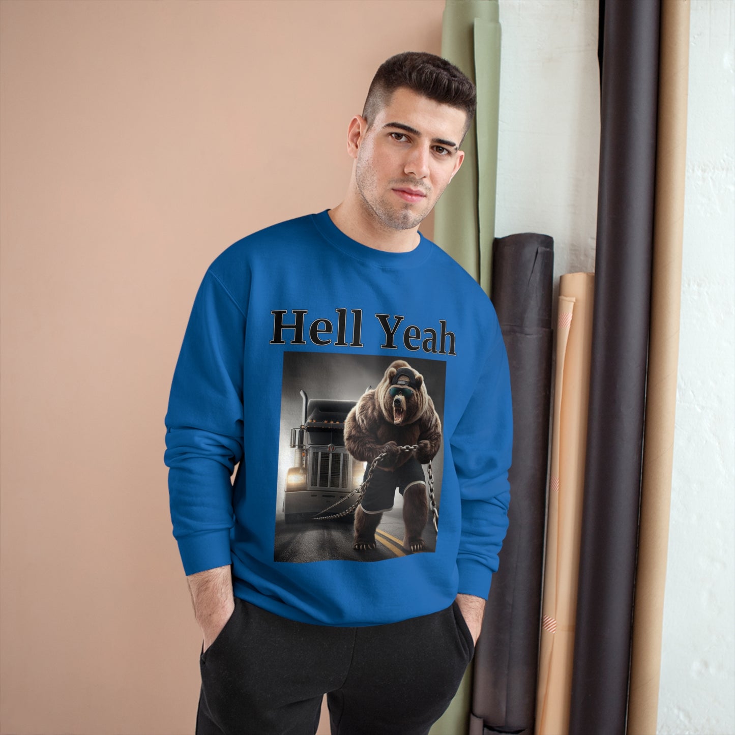 Bear "Hell Yeah" Champion Unisex Crew Neck