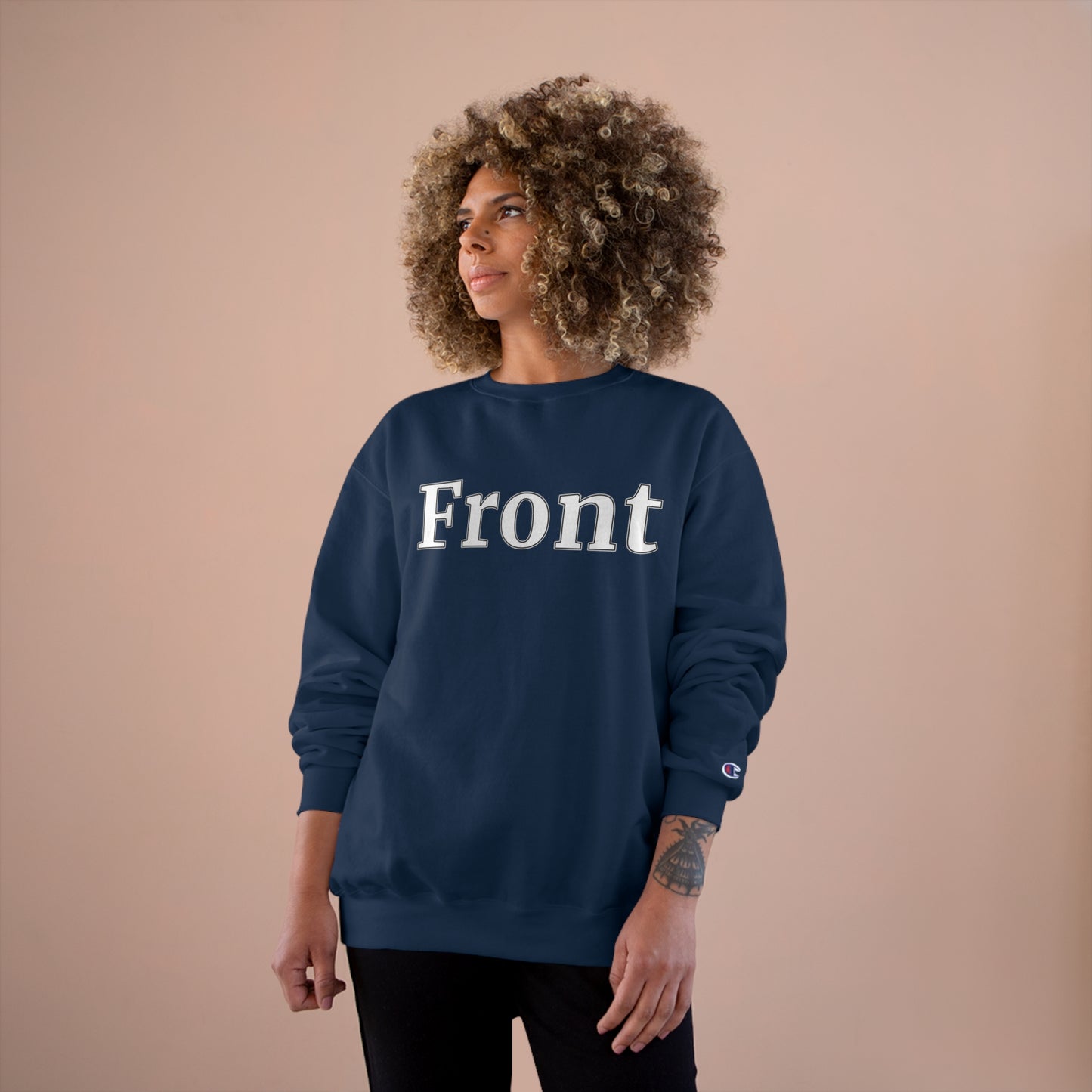 "Front Back" Champion Unisex Crew Neck