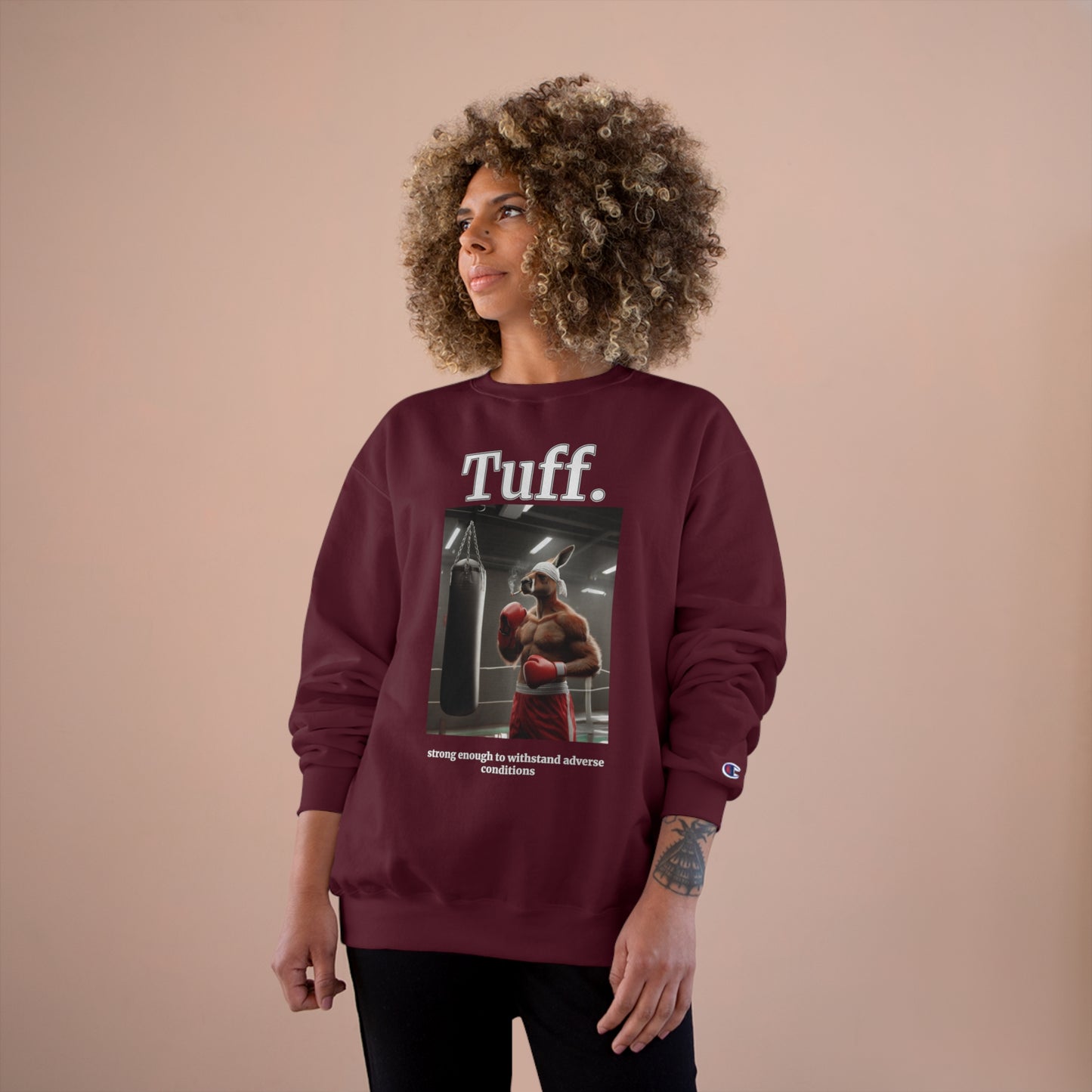 Kangaroo "Tuff." Champion Unisex Crew Neck Sweatshirt