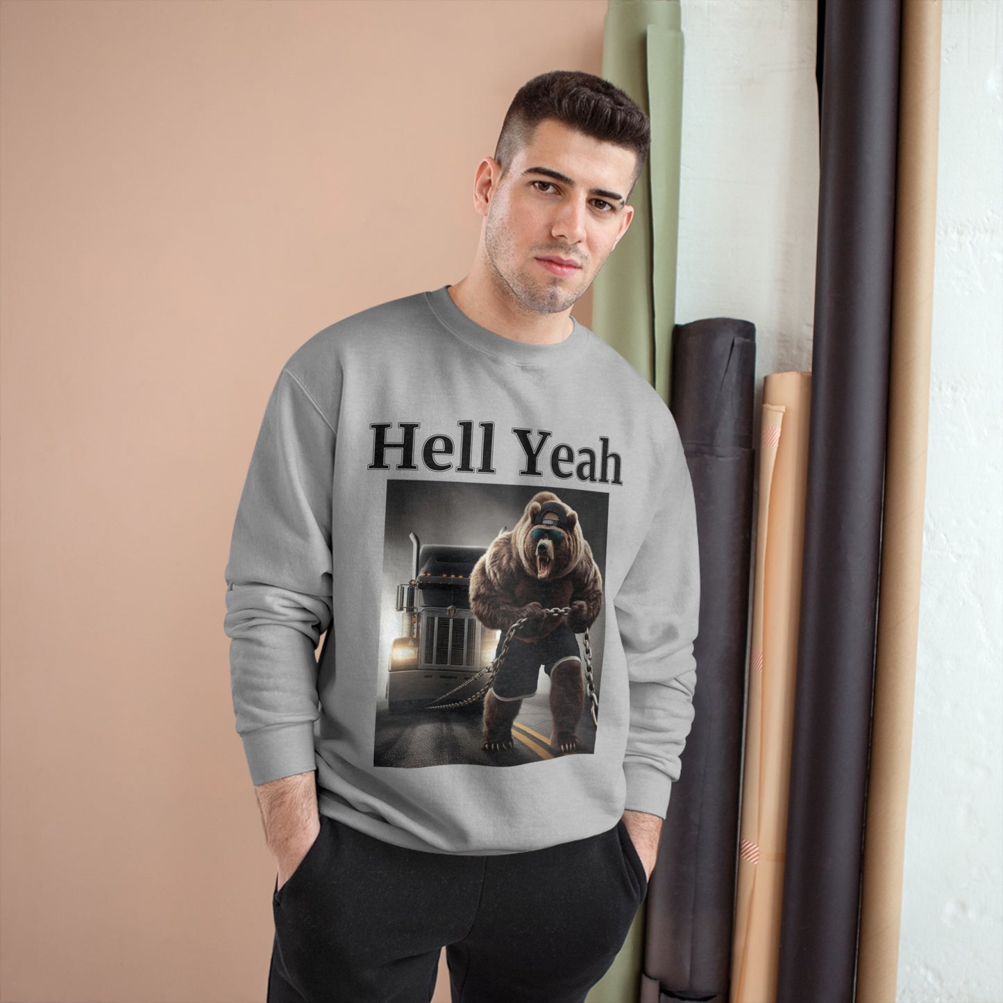 Bear "Hell Yeah" Champion Unisex Crew Neck