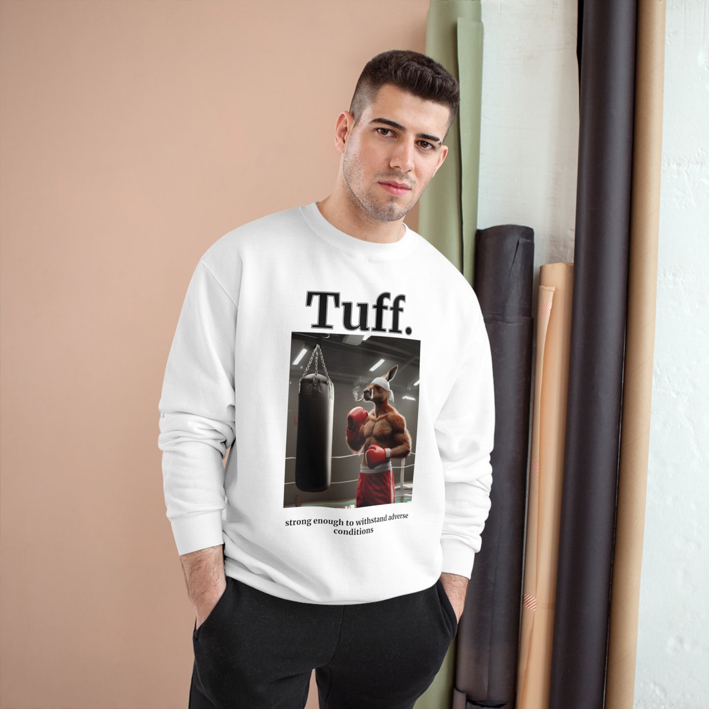 Kangaroo "Tuff." Champion Unisex Crew Neck Sweatshirt