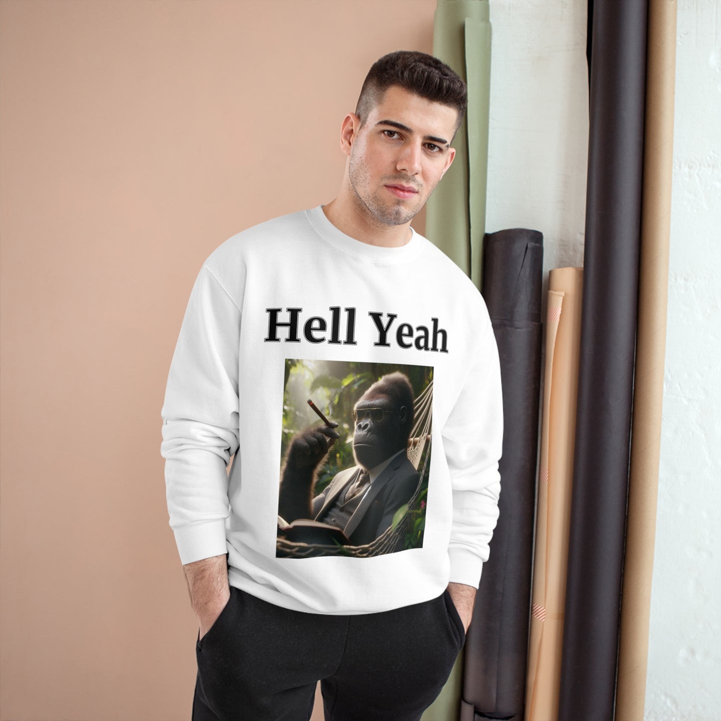 Gorilla "Hell Yeah" Champion Unisex Crew Neck