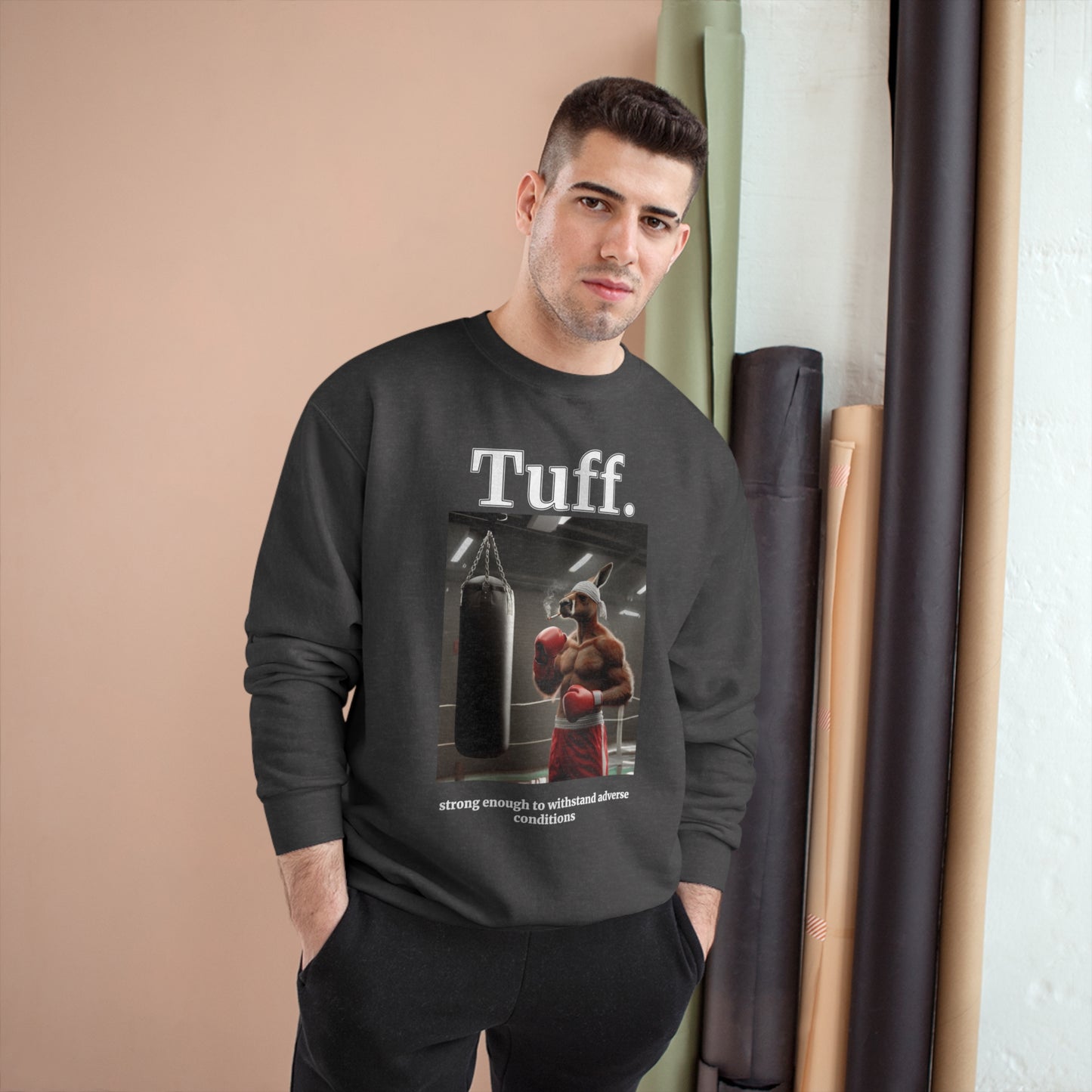 Kangaroo "Tuff." Champion Unisex Crew Neck Sweatshirt