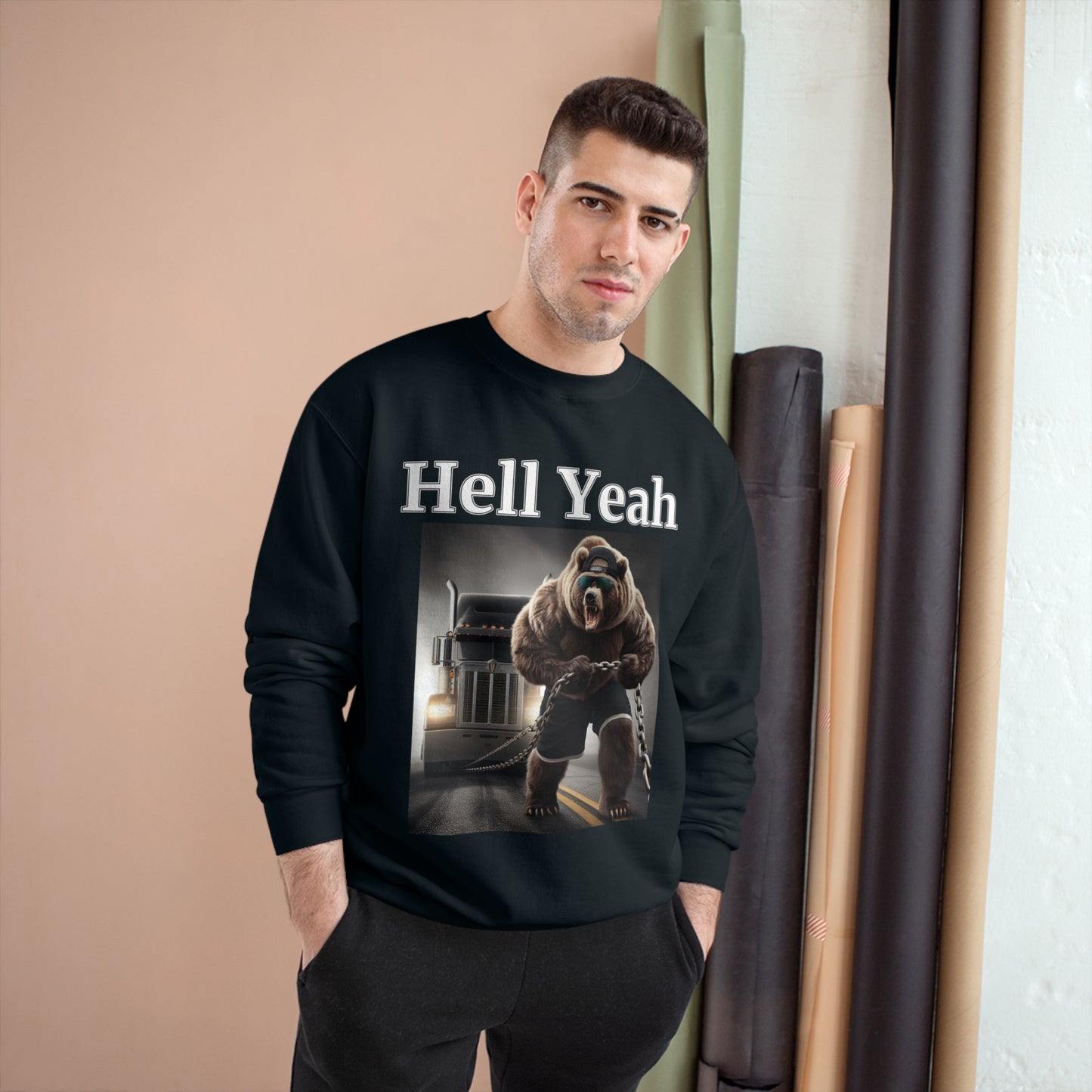 Bear "Hell Yeah" Champion Unisex Crew Neck