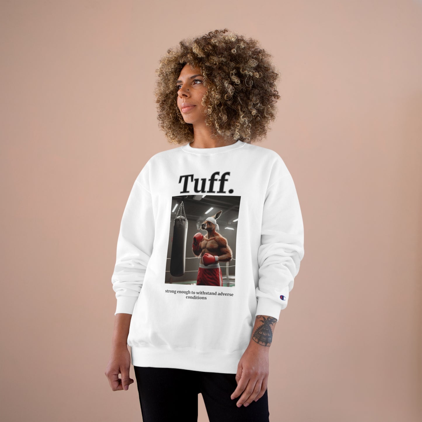 Kangaroo "Tuff." Champion Unisex Crew Neck Sweatshirt