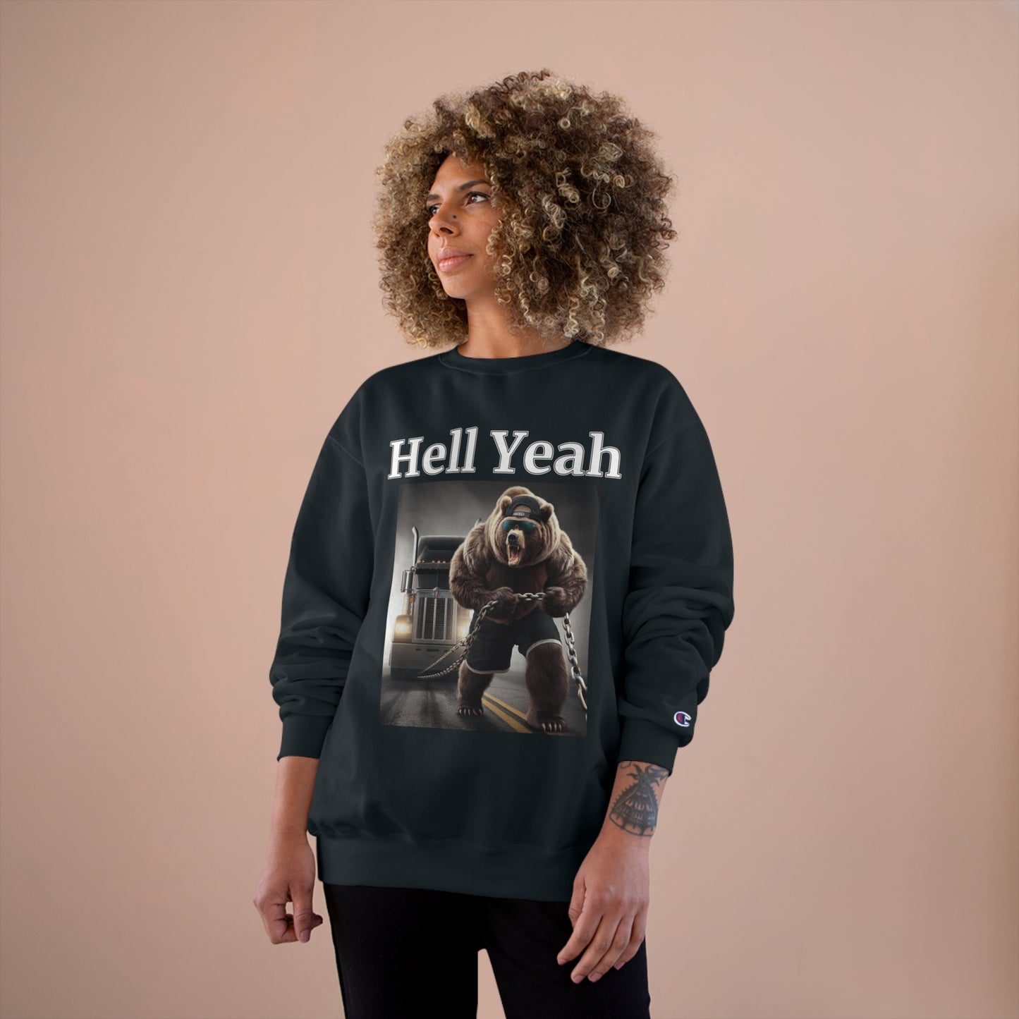 Bear "Hell Yeah" Champion Unisex Crew Neck