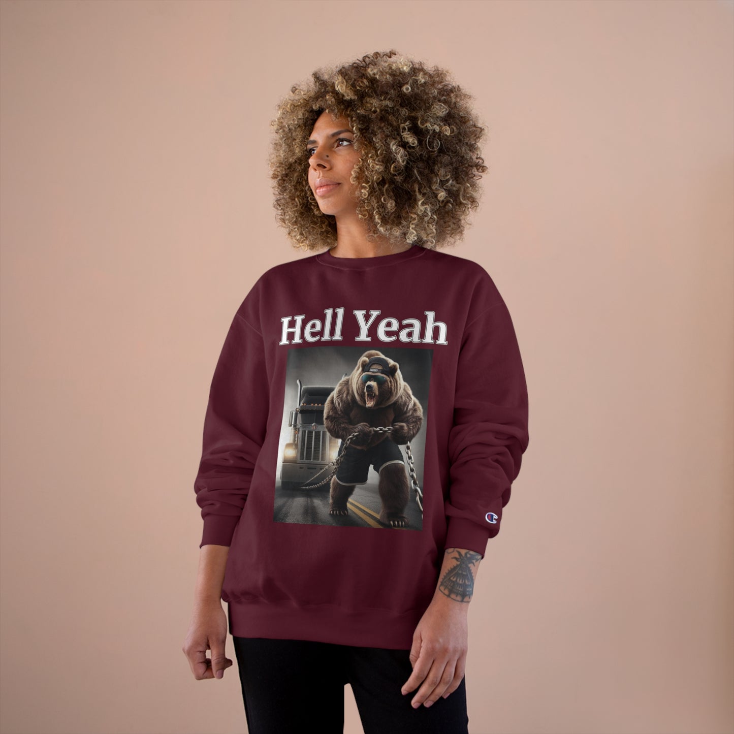 Bear "Hell Yeah" Champion Unisex Crew Neck