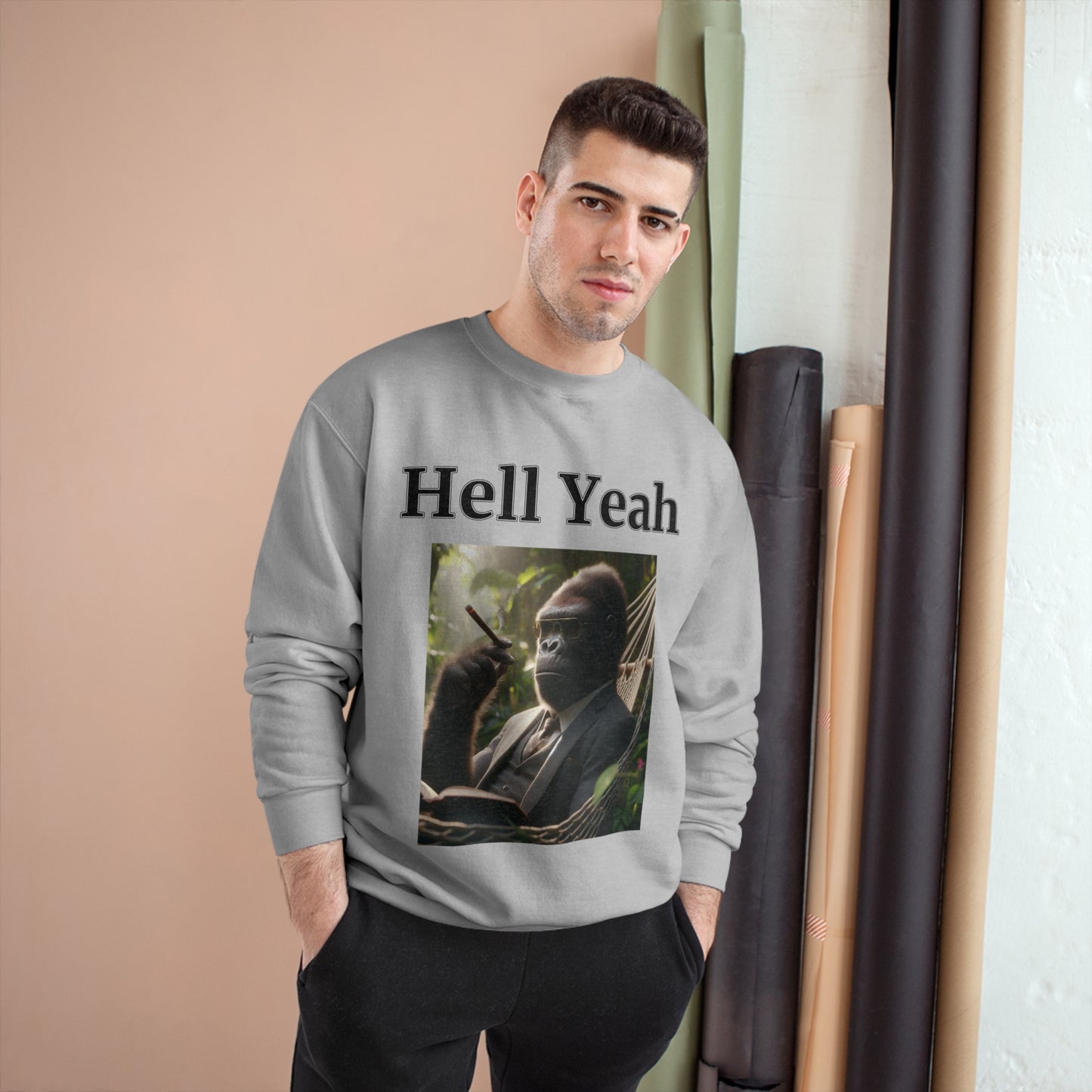 Gorilla "Hell Yeah" Champion Unisex Crew Neck