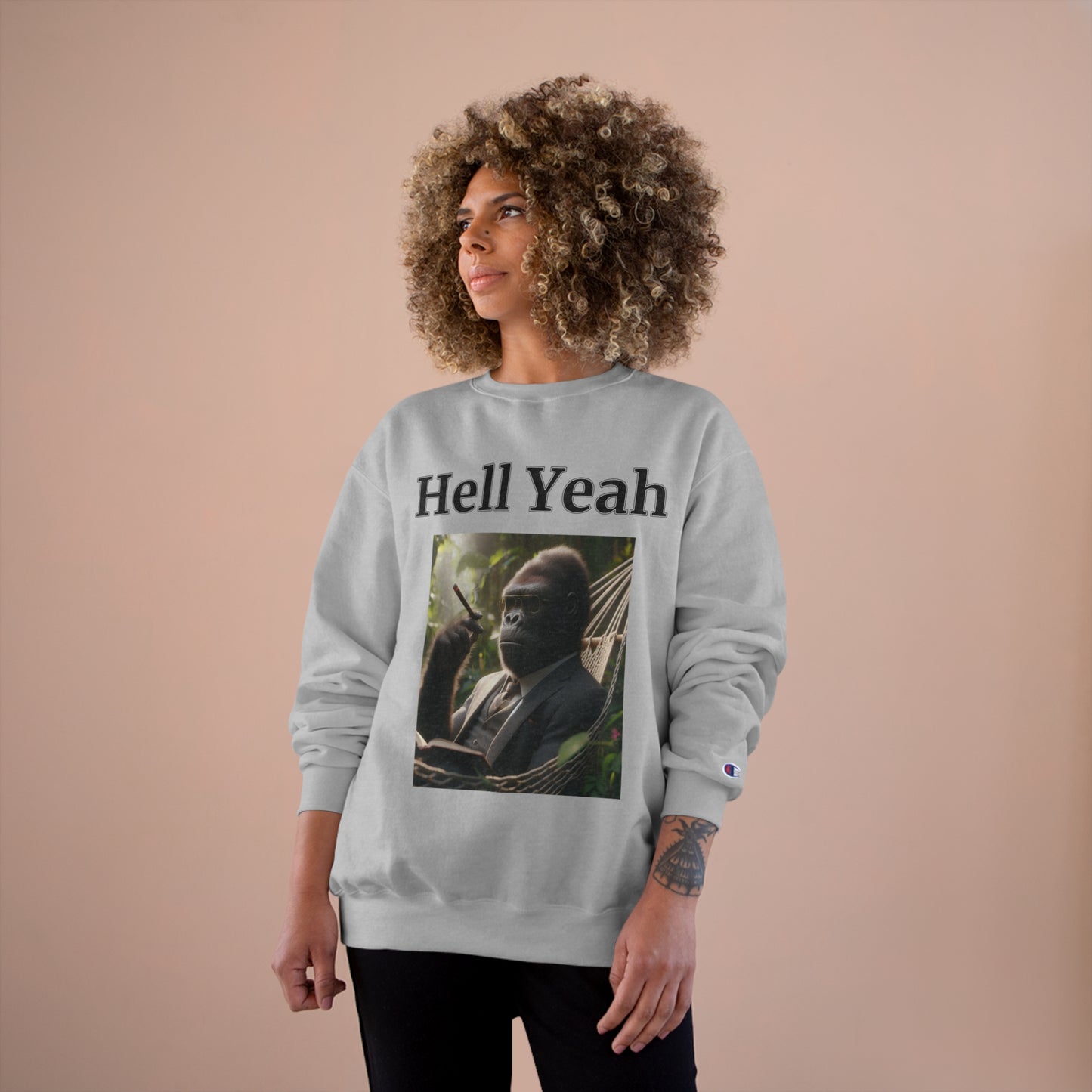 Gorilla "Hell Yeah" Champion Unisex Crew Neck