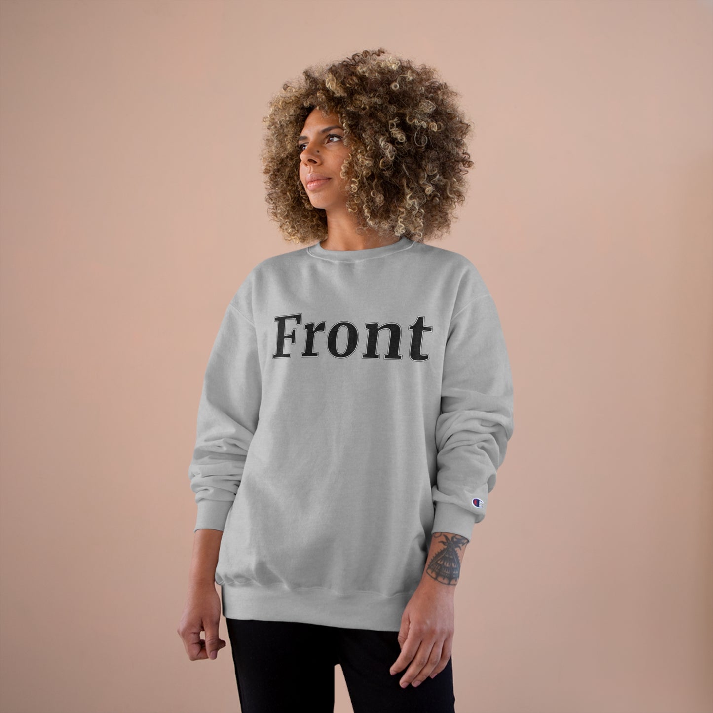 "Front Back" Champion Unisex Crew Neck