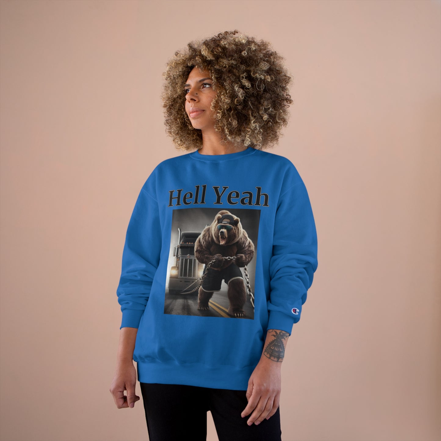 Bear "Hell Yeah" Champion Unisex Crew Neck