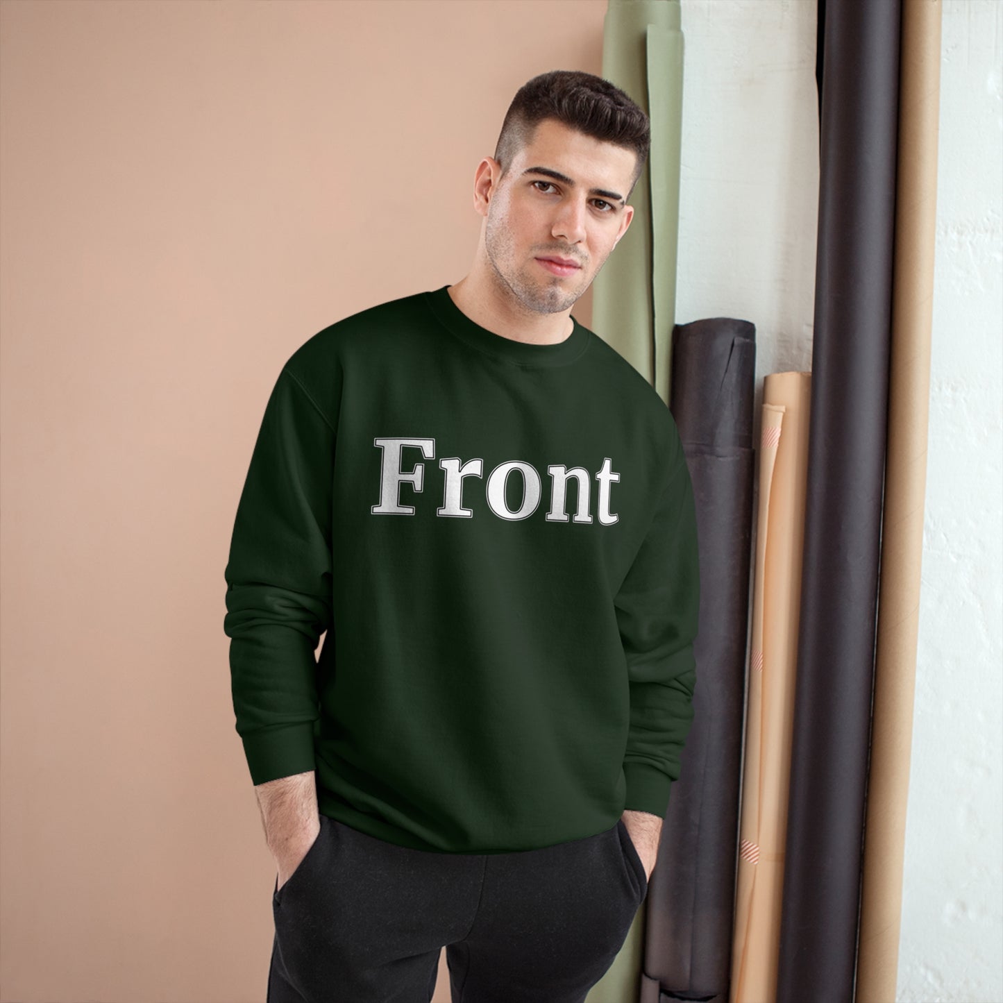 "Front Back" Champion Unisex Crew Neck