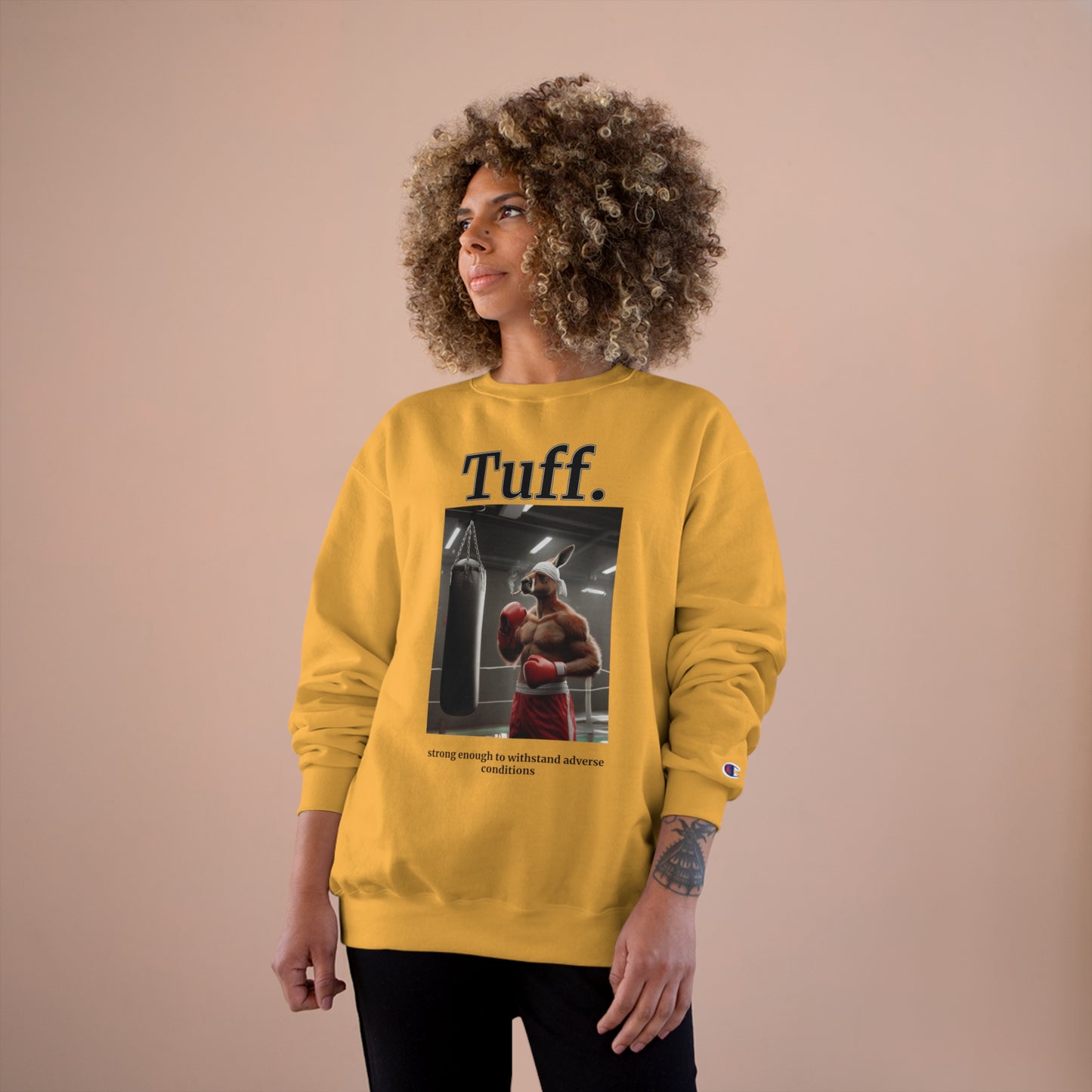 Kangaroo "Tuff." Champion Unisex Crew Neck Sweatshirt