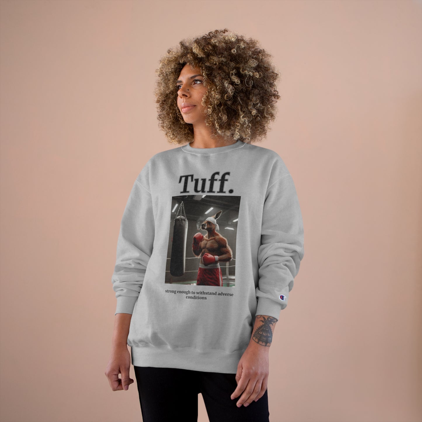 Kangaroo "Tuff." Champion Unisex Crew Neck Sweatshirt