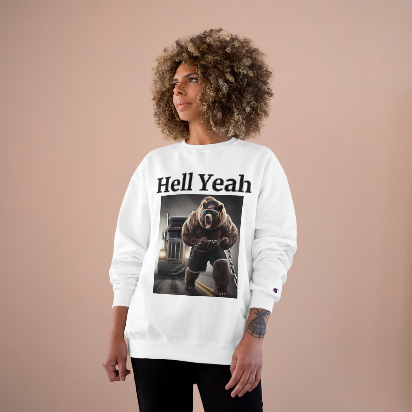 Bear "Hell Yeah" Champion Unisex Crew Neck