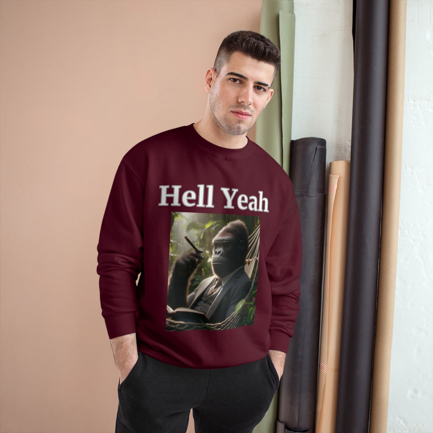 Gorilla "Hell Yeah" Champion Unisex Crew Neck